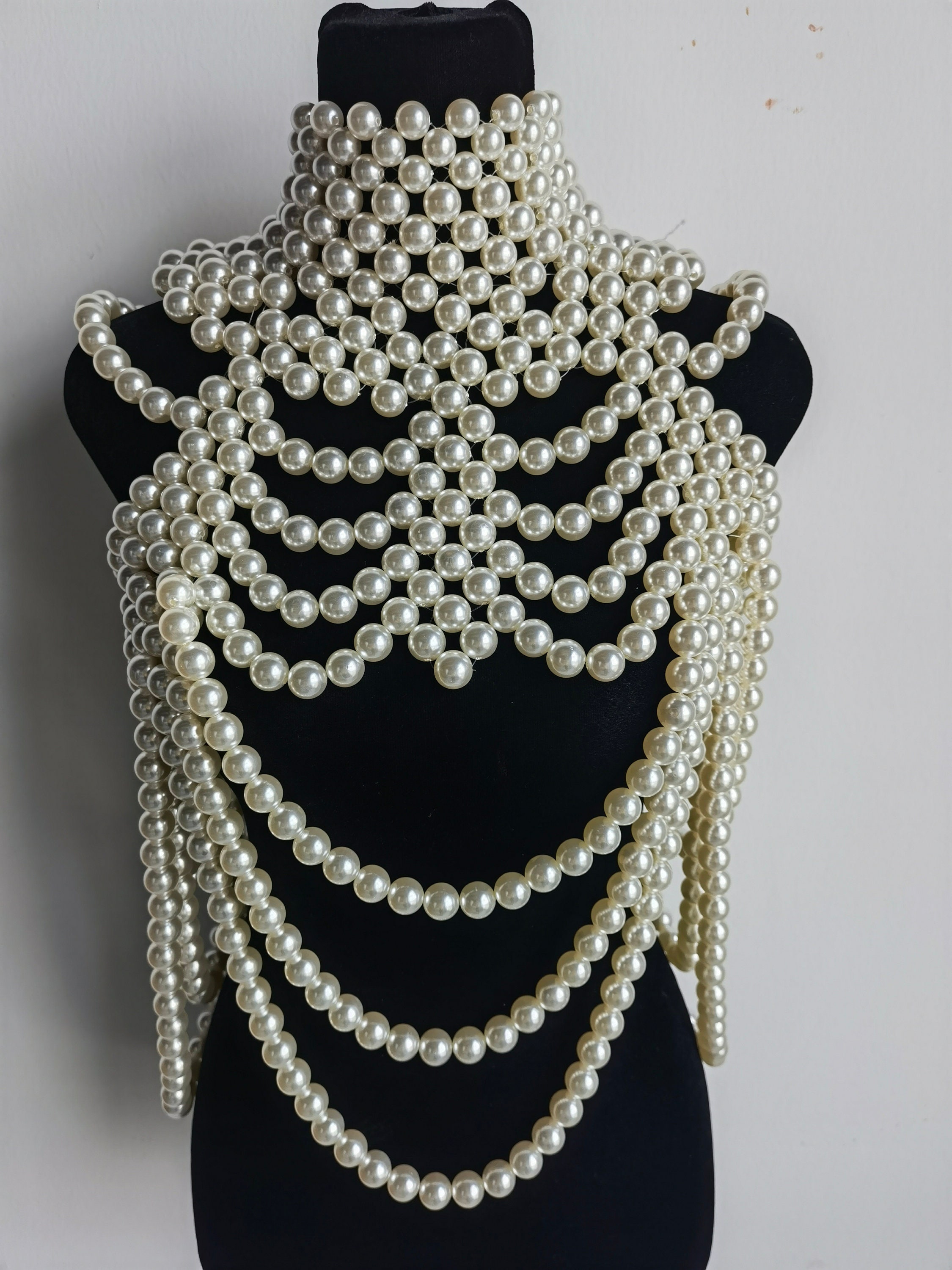 Vintage Fashion Oversized Statement Faux Pearl Necklace Cream Champagne  Color | eBay