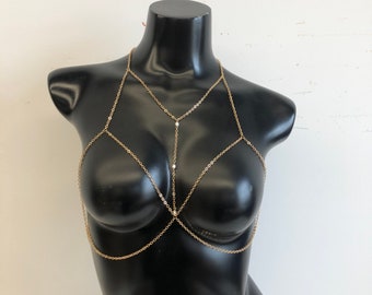 Gold layered body chain bra/bikini body chain