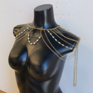 Body Chain, pearl shoulder chain image 8