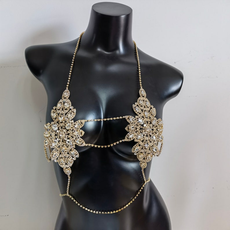 Rhinestone Body Chain Bra Chain Body Jewelry Holiday Bra Etsy