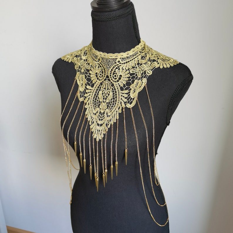 Golden Lace Tassel Body Chain Body Chain Jewelry Shoulder Etsy