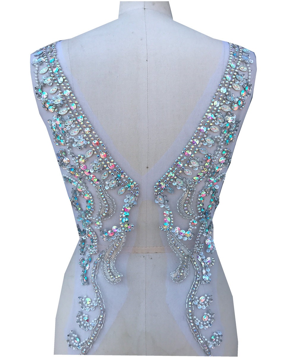 Luxury heavy duty colored rhinestone applique wedding dress Etsy