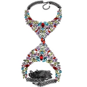 Sexy Crystal Body Necklace Bra Jewelry Carnival Body Accessories Charming Shiny Crystal Bra Stage light color
