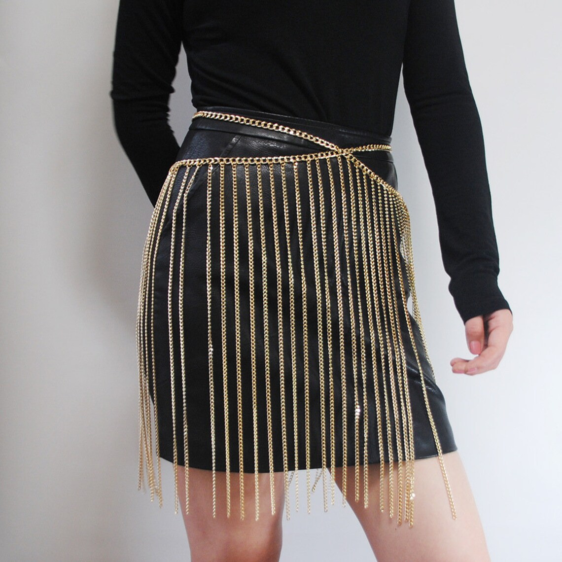 Metal fringed chain skirt Etsy