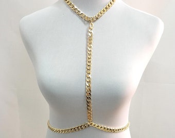 Sexy Gold Chain Bra, Chain Bra Top, Simple Body Chain, Body Jewelry