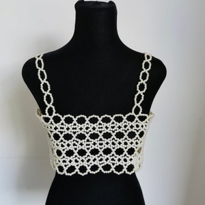 Ladies Pearl Body Chain Vest Wedding Accessories Pearl Bra Tube Top Adjustable Body Jewelry image 3