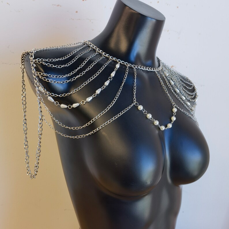 Body Chain, pearl shoulder chain image 5