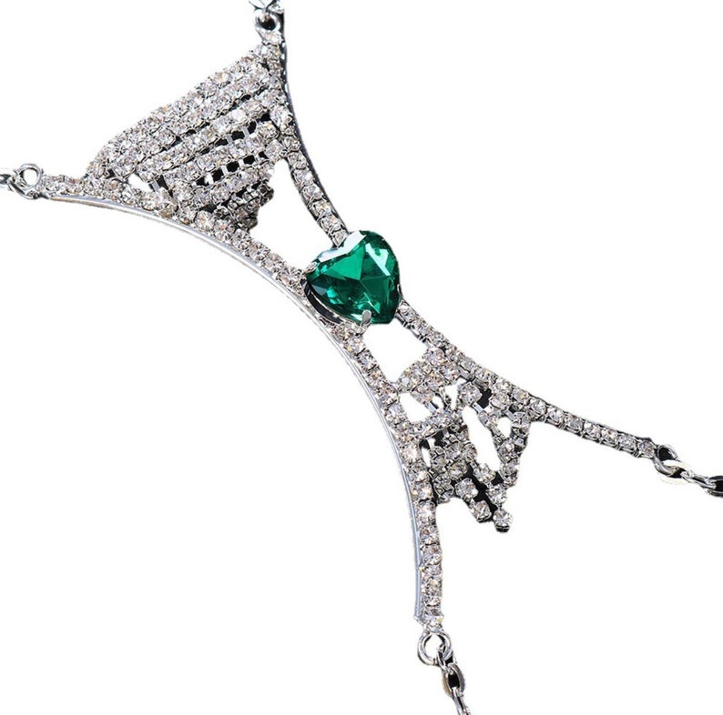 Sexy Heartshaped Tassel Breast Chain Rhinestone Full Body Etsy