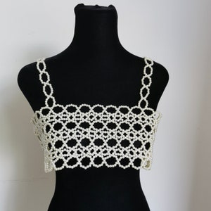 Ladies Pearl Body Chain Vest Wedding Accessories Pearl Bra Tube Top Adjustable Body Jewelry