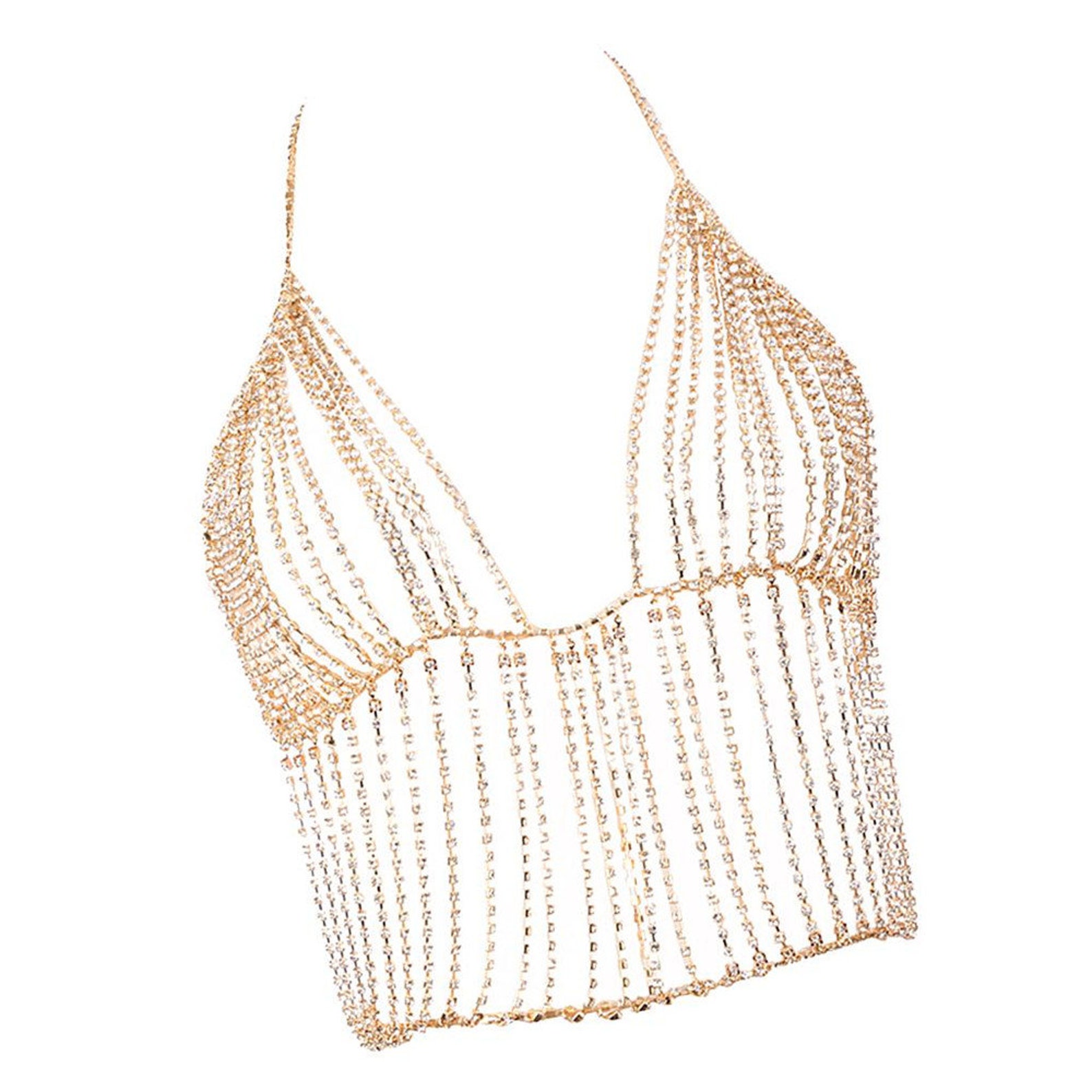 Mesh diamond bra chain sexy sling bikini show top flash | Etsy