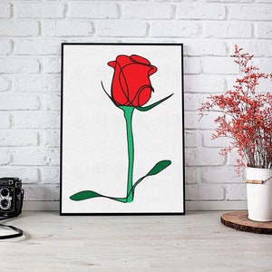 Flower Line Art | One Line Drawing | Rose Print | Best Seller | Gift for Mom | Minimalistic Line Art Drawing | Botanical Flower Print
