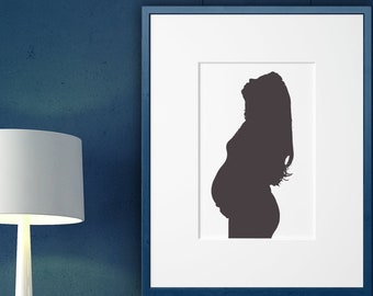 Custom Pregnancy Portrait| Pregnant Silhouette| Pregnant Woman Silhouette| Personalized Portrait| Maternity Silhouette| Silhouette Portrait