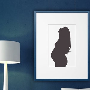 Retrato de gravidez personalizado | Silhueta Grávida| Silhueta de mulher grávida | Retrato personalizado | Silhueta de maternidade| Retrato de silhueta