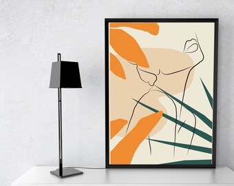 Coloured Face Art Print | Line Art Print | Abstract Line Art | Minimalistic Line Art Drawing | Boho Art | Line Art