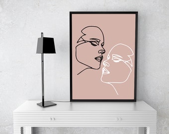 Line Art Face Print | Coloured Face Art Print |Best Seller | Reflective Line Art Series  | Minimalistic Line Art Drawing | Great Gift