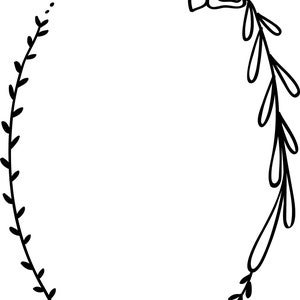 Puede incluir: Marco ovalado floral en blanco y negro con una sola rosa en el lado derecho. El marco est&aacute; hecho de hojas y enredaderas.