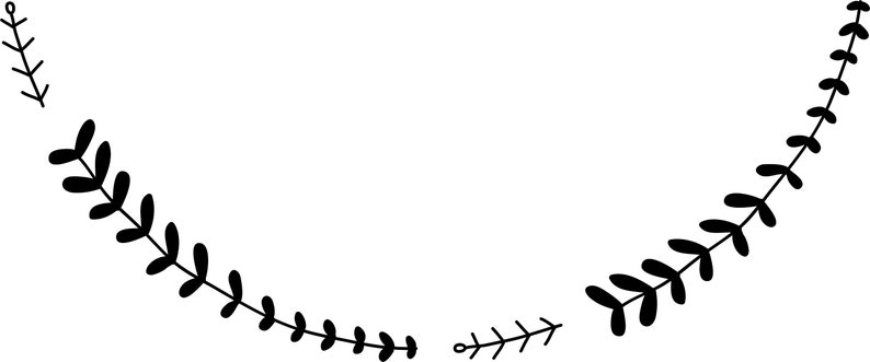 Pu&ograve; includere: Illustrazione in bianco e nero di un ramo frondoso, che forma una forma curva. Il ramo ha foglie piccole e semplici ed &egrave; un elemento decorativo.
