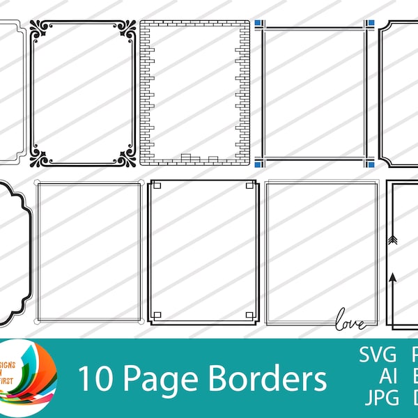 Image clipart bordures pleine page avec un arrière-plan blanc et transparent | Images clipart Scrapbooking | Images clipart Cadres de page