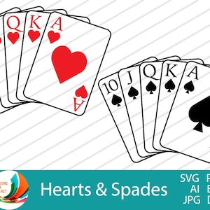 Playing Cards Svg |Cut Files Svg | Cards Clip Art | Cricut Cut Files | Poker Cards Vector| Royal Flush Clip Art