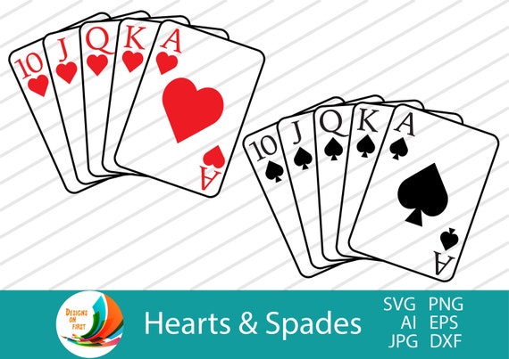 Playing Cards Svg |Cut Files Svg | Cards Clip Art | Cricut Cut Files | Poker Cards Vector| Royal Flush Clip Art