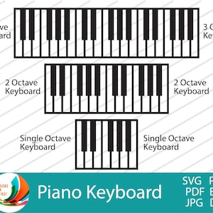 Piano Keyboard Keys 1, 2 and 3 Octave SVG Files| Piano Keyboard Cut files for Cricut and Silhouette|