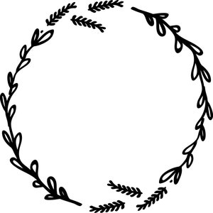 Puede incluir: Ilustraci&oacute;n en blanco y negro de una corona simple hecha de hojas y ramas.