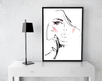 Coloured Face Art Print | Line Art Print | Abstract Line Art | Minimalistic Line Art Drawing | Boho Art | Line Art