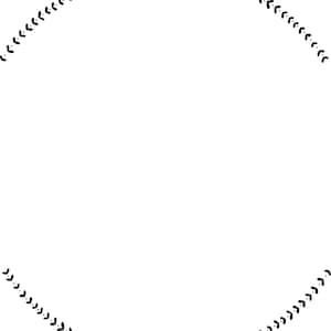 Pu&ograve; includere: Un design grafico in bianco e nero di una cornice circolare con un motivo ripetitivo di frecce che puntano in direzioni opposte.