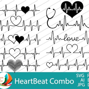 Hartslag EKG-puls SVG | Hartslaglijn SVG | Hartslagpuls | Cricut bestand SVG | Valentijn hartslag SVG