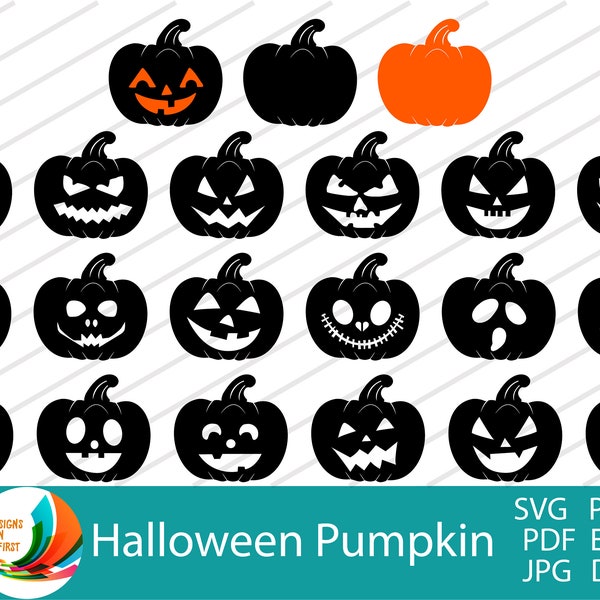 Jack O Lantern Halloween Pumpkin Face SVG Bundle | Halloween Pumpkin Face for Cricut and Silhouette Png, Dxf, Eps