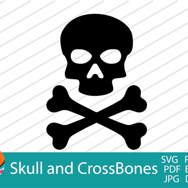 Skull and CrossBones SVG | Jolly Roger Pirate kull and Crossbones Svg Png Dxf