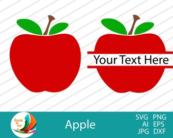 Apple SVG | Apple monogram | Cricut SVG | Apple Clip Art | Apple split name frame SVG | Apple for Teacher