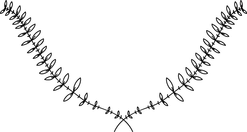 Pu&ograve; includere: Un'illustrazione in bianco e nero di due rami frondosi che formano una forma curva, creando una cornice o un bordo.