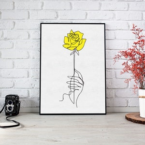 Flower Line Art | One Line Drawing | Rose Print | Best Seller | Gift for Mom | Minimalistic Line Art Drawing | Botanical Flower Print