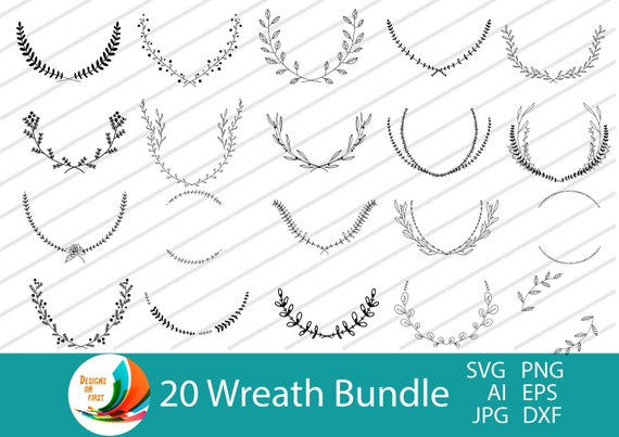Floral Wreath Bundle | Half Circle Wreath SVG | Wedding Wreath SVG | Heart Laurel Wreath | Wreath Monogram Half Circle SVG Frame