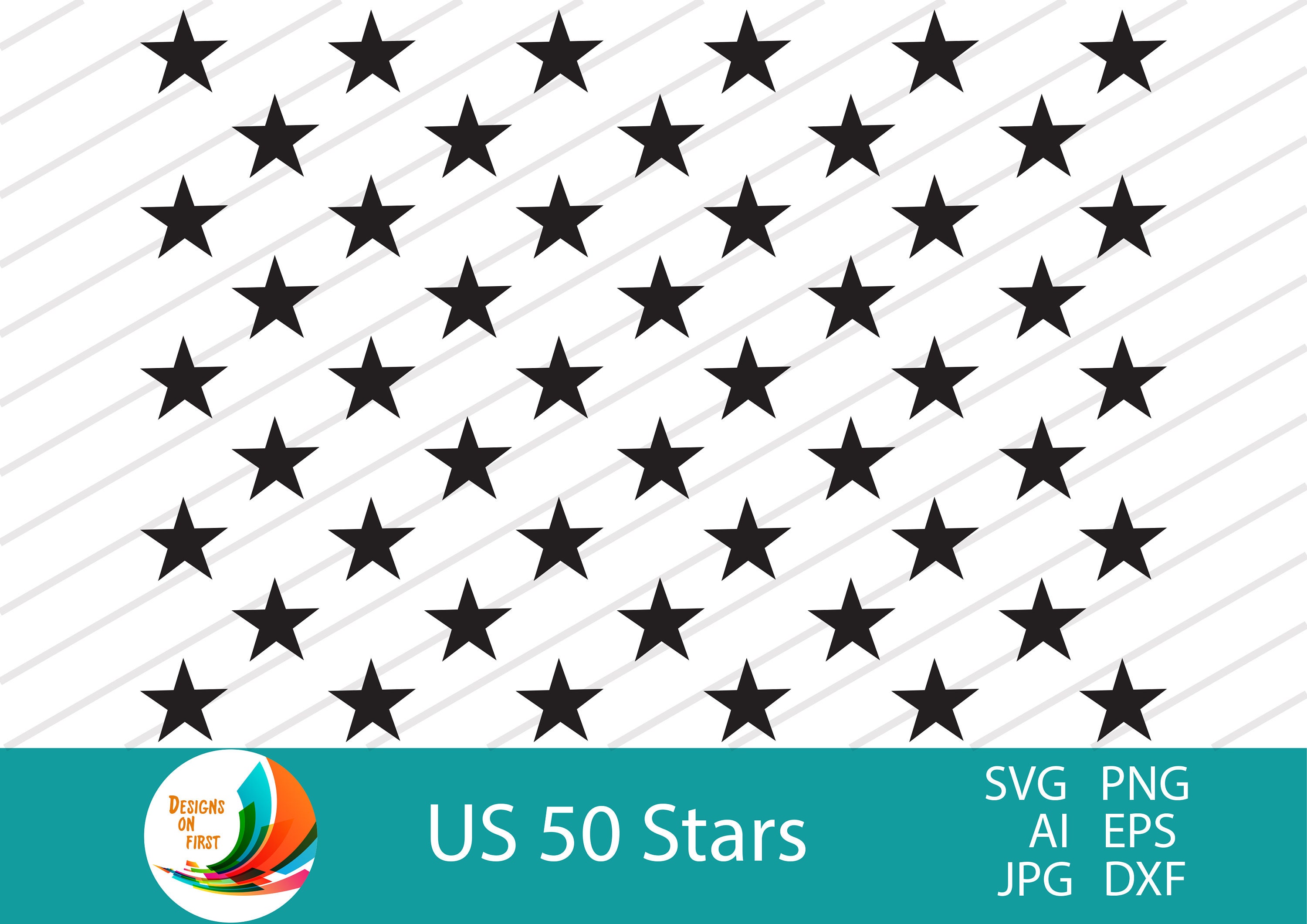 50 US Flag Stars Svg, 50 Star Svg, 50 Star Union, 50 Stars, 50