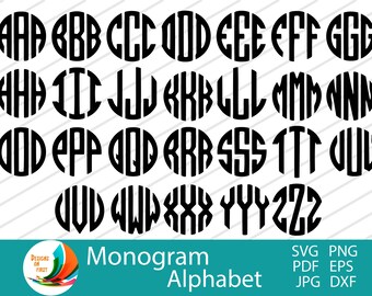 Monograma Alfabeto SVG / Monograma Letras SVG / Círculo Monograma Letras / Monograma Alfabeto / Fuente SVG / Monograma Fuente Svg
