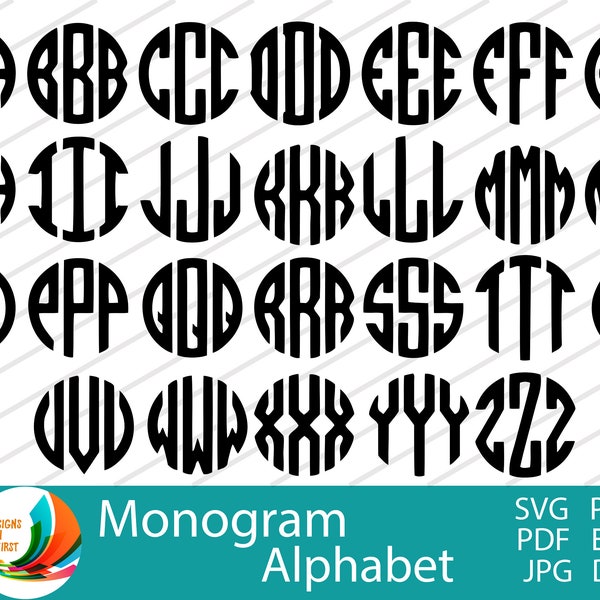 Monogram Alphabet SVG | Monogram Letters SVG | Circle Monogram Letters | Monogram Alphabet | SVG Font | Monogram Font Svg