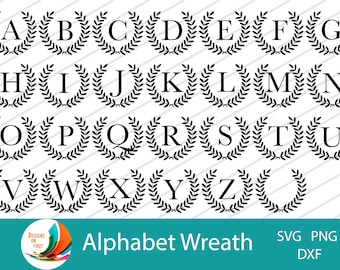 Alphabet Wreath Bundle | Laurel Wreath SVG | Monogram Wreath SVG | Cricut Wreath Svg | Monogram Alphabet SVG Frame