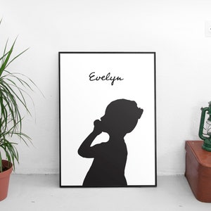 Custom Silhouette Portrait Child Silhouette Girl/Boy Silhouette Personalized Portrait Silhouette Portrait Nursery Silhouette image 2