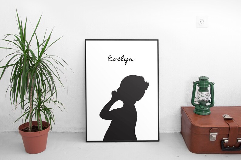 Custom Silhouette Portrait Child Silhouette Girl/Boy Silhouette Personalized Portrait Silhouette Portrait Nursery Silhouette image 2