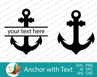 Anchor SVG / Monogramma di ancoraggio / Cricut SVG / Ancora mare / Ancora cornice split name SVG