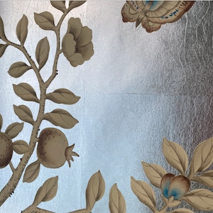 Papel pintado metálico pintado a mano de 36" x 96" sobre ML25#, diseño personalizado para adaptarse al tamaño de la pared. imagen 7