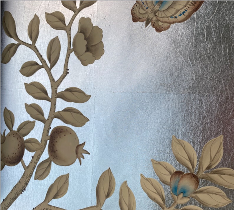 Papel pintado metálico pintado a mano de 36" x 96" sobre ML25#, diseño personalizado para adaptarse al tamaño de la pared. imagen 7