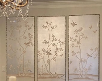 24"*48", Hand-painted Chinoiserie Panel Hand painted Wallpapers on ML25#