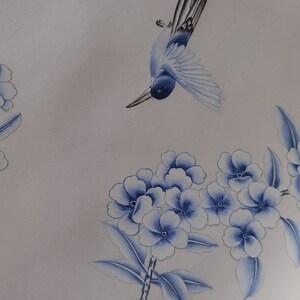 Blått och vitt porslin//vintage chinoiserie-tapet tryckt på non-woven-papper//Blommor och fåglar-tapet/Botanisk konst/Vägmålning bild 8