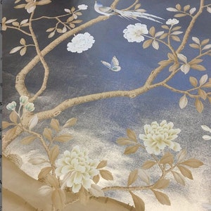 Papel pintado metálico pintado a mano de 36" x 96" sobre ML25#, diseño personalizado para adaptarse al tamaño de la pared. imagen 4