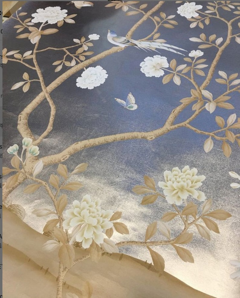 Papel pintado metálico pintado a mano de 36" x 96" sobre ML25#, diseño personalizado para adaptarse al tamaño de la pared. imagen 4