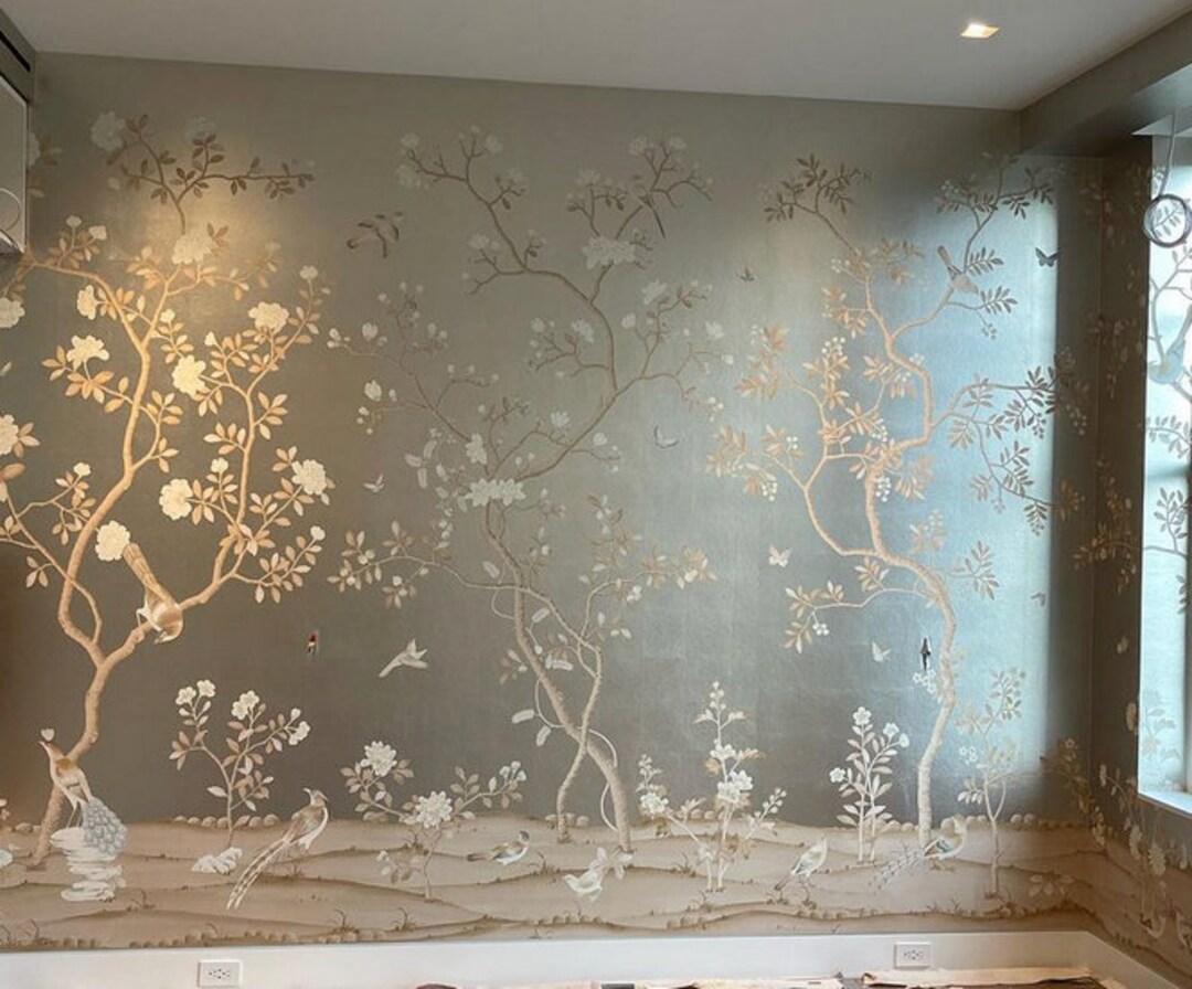 10 12 Handpainted Wallpaper Sample Silver Leaf - Etsy
