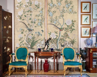 A set of 18th Century style Chinoiserie Handmade Wall Panels, Vintage , antique style, CHINOISERIE, interior  Wall Decor ( no frame)